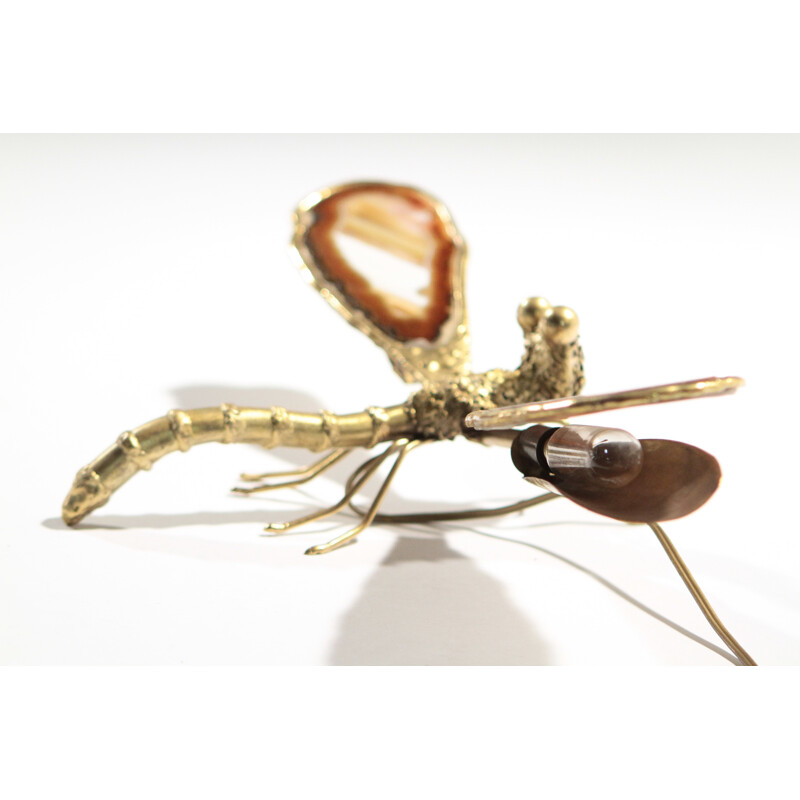 Mid century bronze and agate dragonfly lamp, Jacques DUVAL-BRASSEUR - 1970s