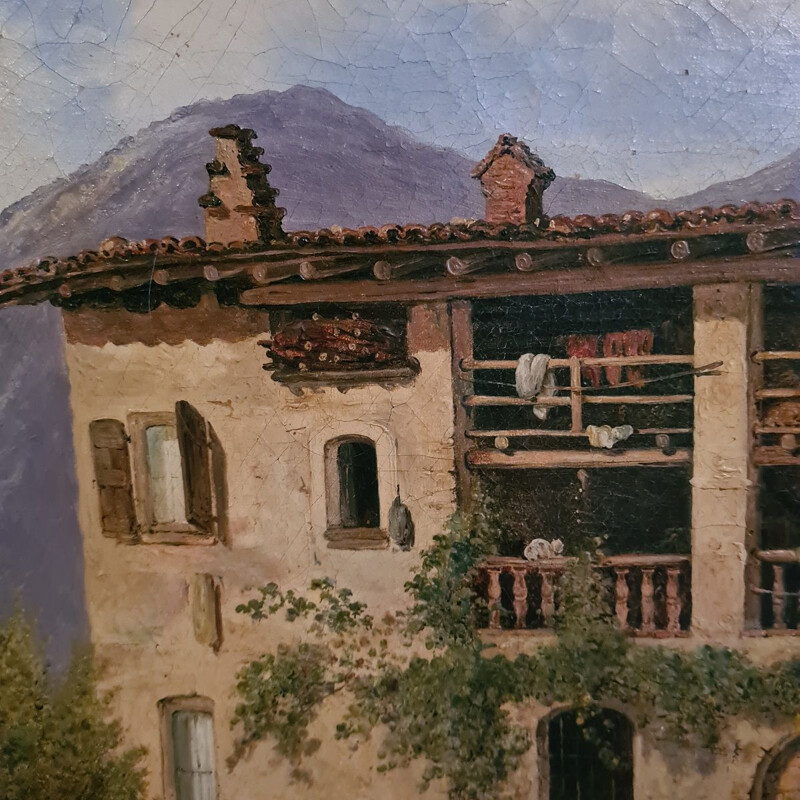 Peinture vintage de Giuseppe Canella, Italie 1847