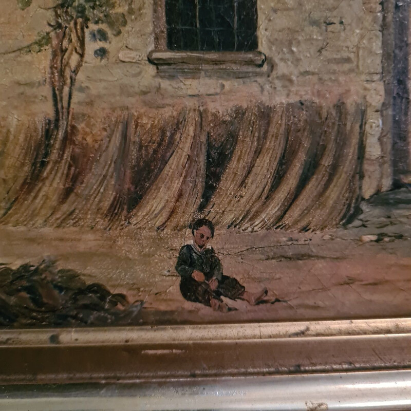 Peinture vintage de Giuseppe Canella, Italie 1847