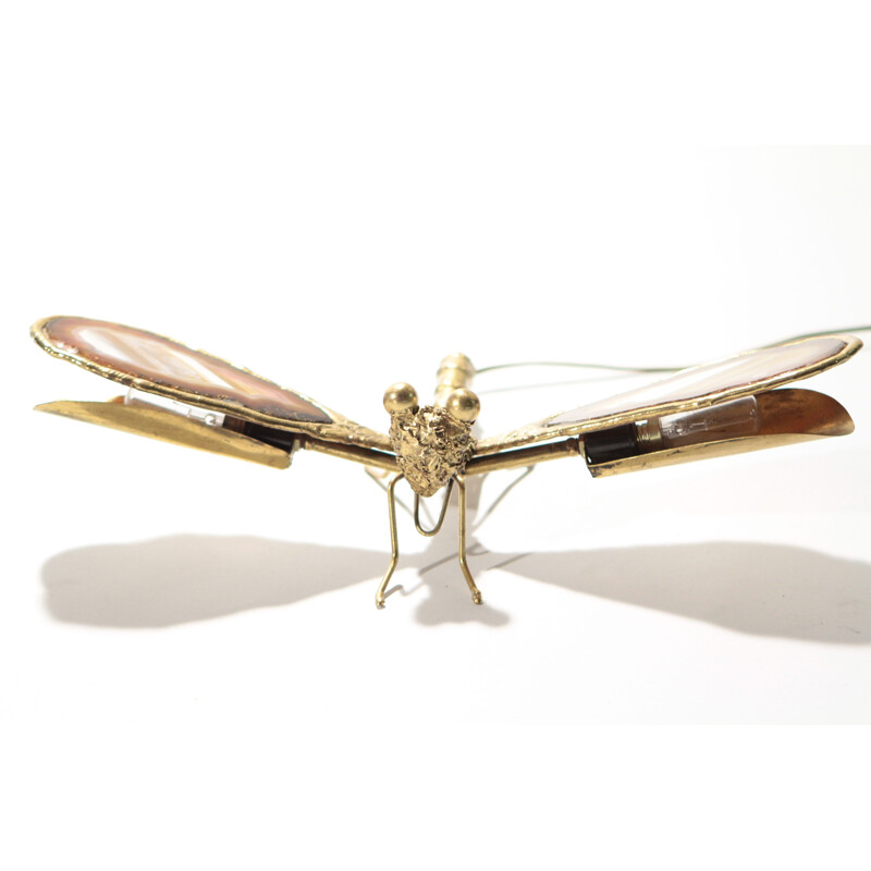 Mid century bronze and agate dragonfly lamp, Jacques DUVAL-BRASSEUR - 1970s