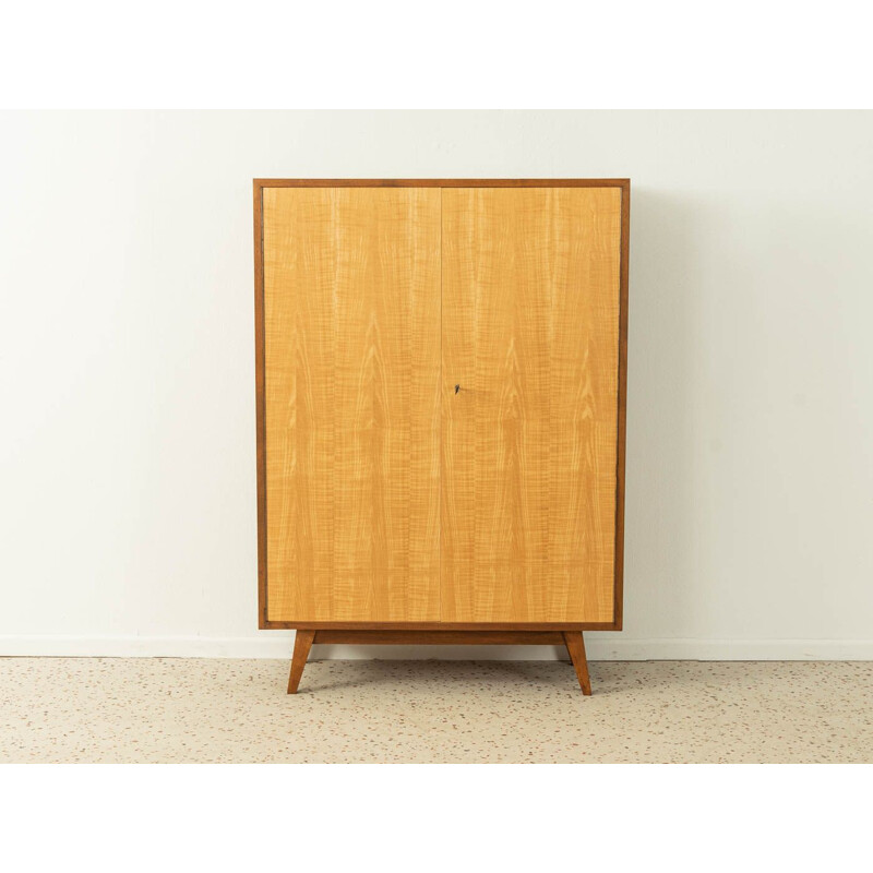 Vintage walnut and ash wood cabinet with two closet doors, Germany 1950