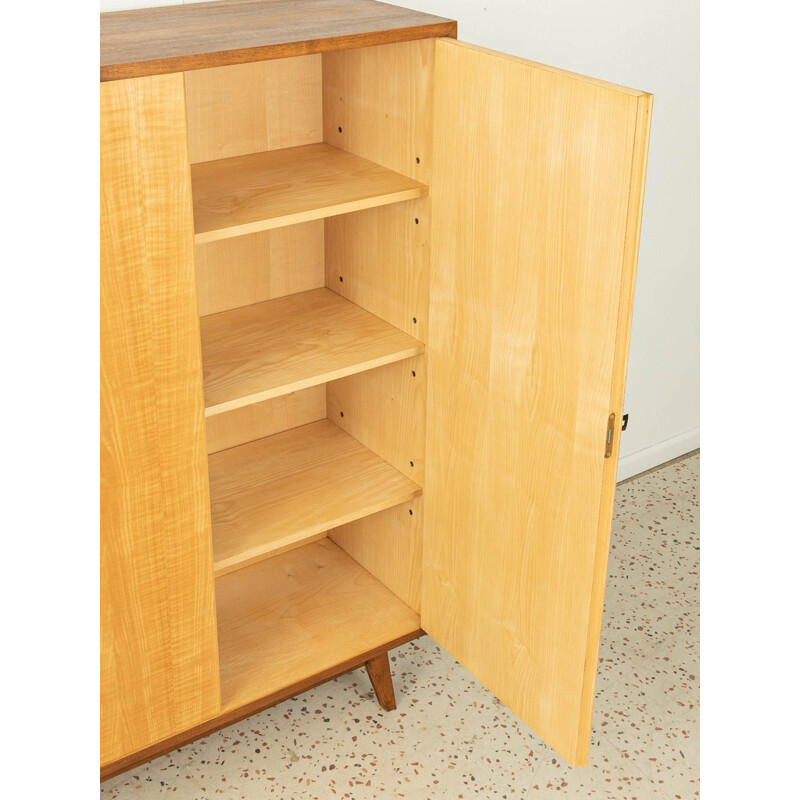 Vintage walnut and ash wood cabinet with two closet doors, Germany 1950