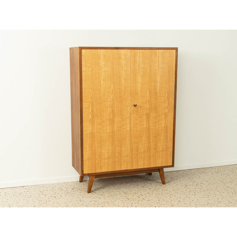 Vintage walnut and ash wood cabinet with two closet doors, Germany 1950