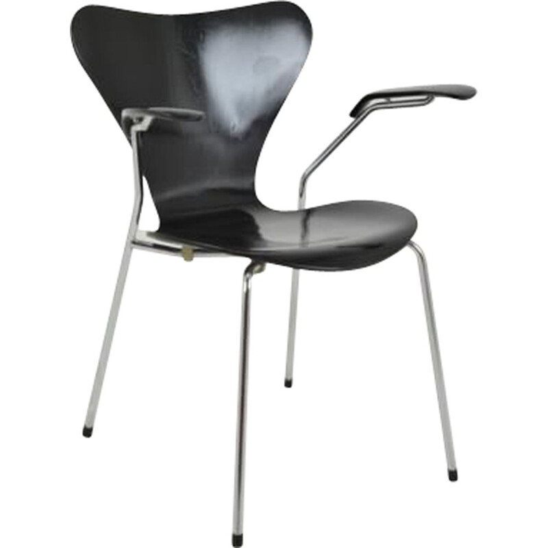 Sedia vintage con braccioli di Arne Jacobsen per Fritz Hansen