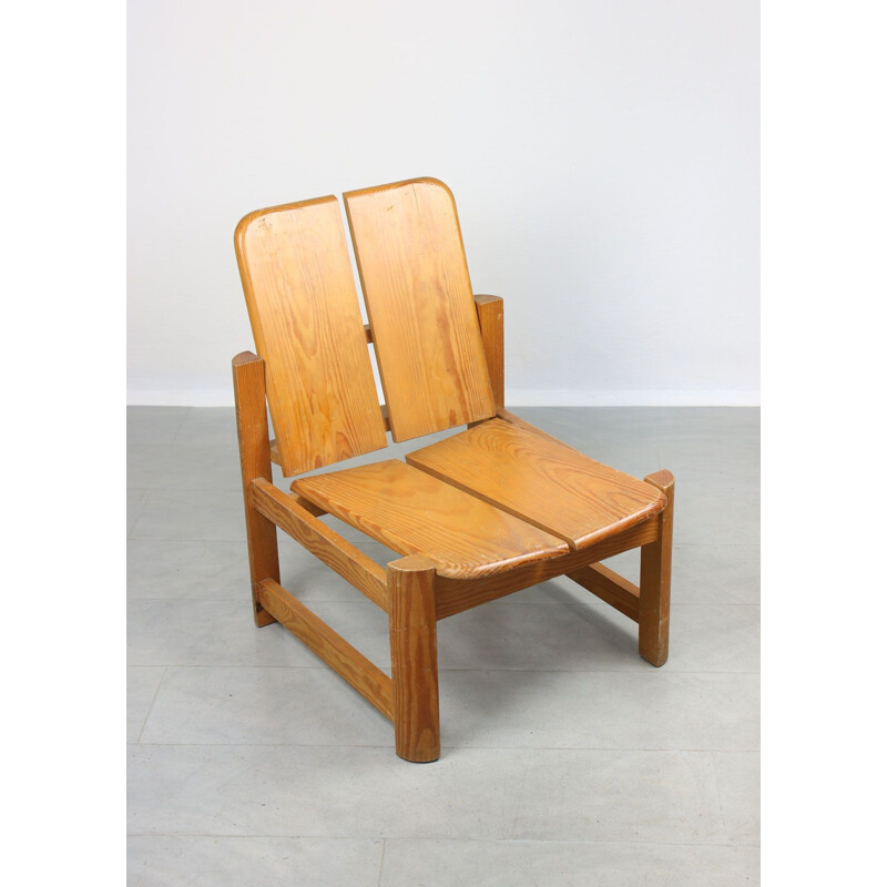 Scandinavische vintage houten fauteuil