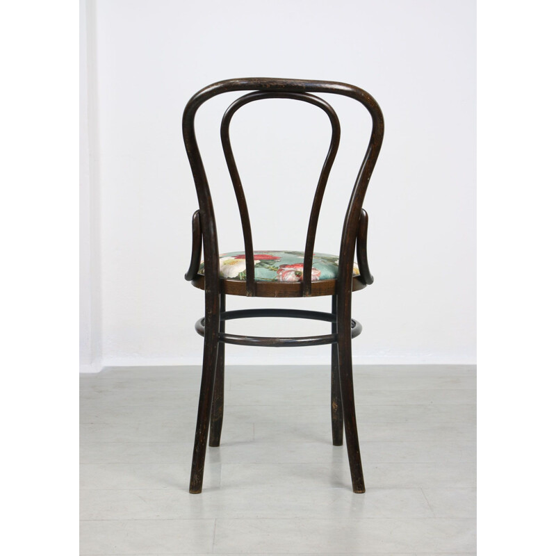 Ensemble de 4 chaises vintage Thonet No. 18 en velours brun foncé