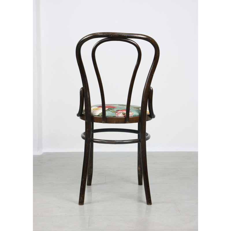 Set of 4 vintage velvet Thonet No. 18 dining chairs in dark brown