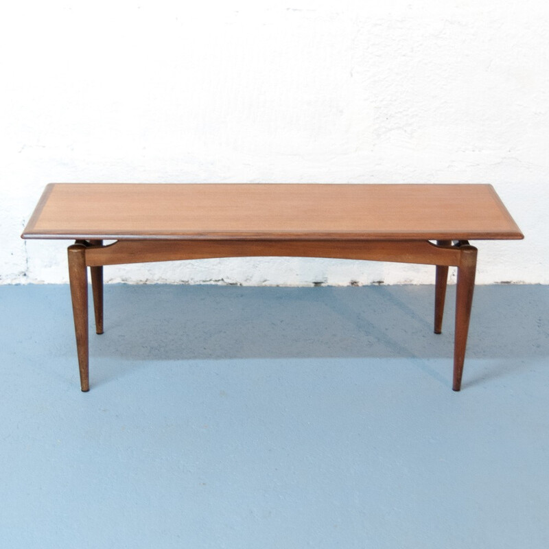 Table basse scandinave rectangulaire en teck - 1960