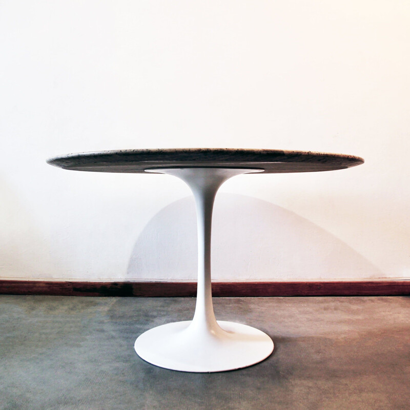 Table tulipe vintage en travertin par Maurice Burke pour Arkana, 1960-1970