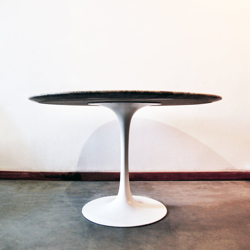 Vintage travertine tulip table by Maurice Burke for Arkana, 1960-1970