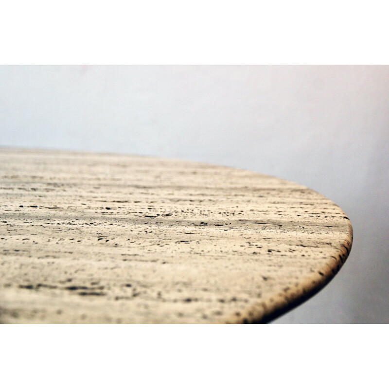 Vintage travertine tulip table by Maurice Burke for Arkana, 1960-1970