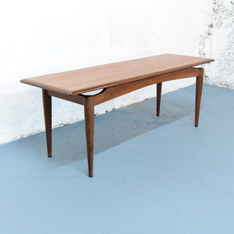 Table basse scandinave rectangulaire en teck - 1960