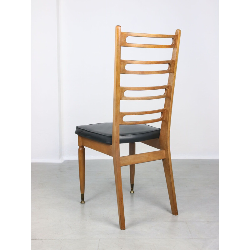 Paire de chaises scandinaves vintage en bois et laiton