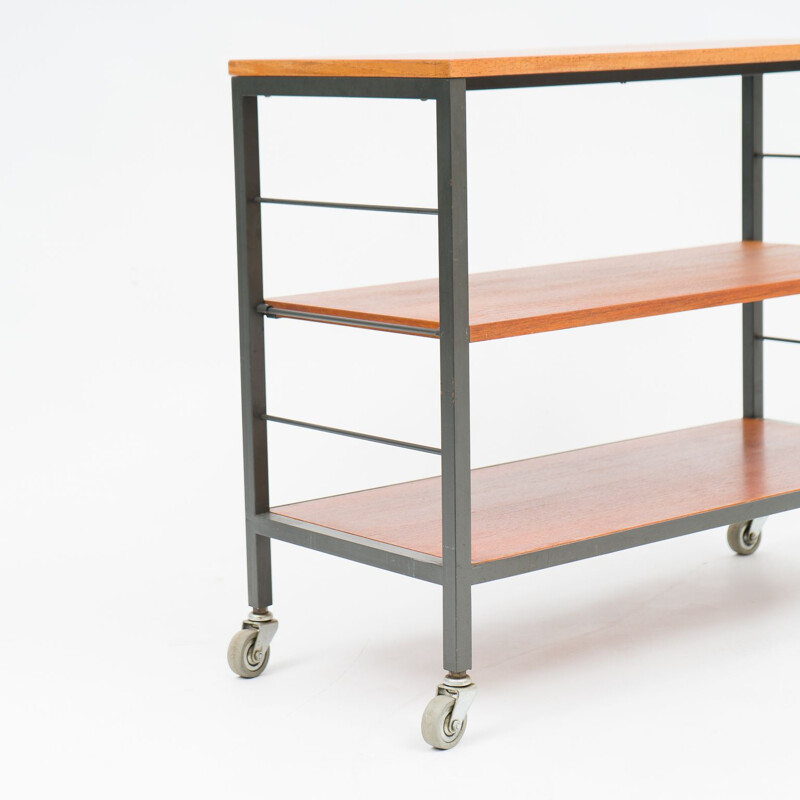 Vintage teak serving cart by Herbert Hirche for Holzäpfel, Germany 1960