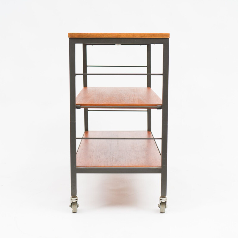 Vintage teak serving cart by Herbert Hirche for Holzäpfel, Germany 1960