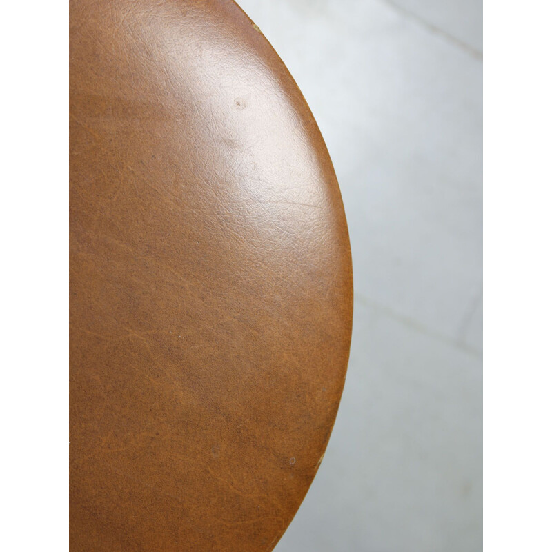Pair of mid-century brown leatherette stools