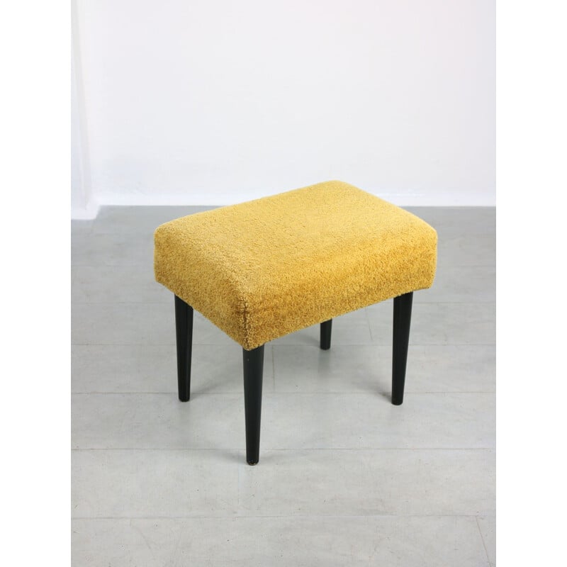 Mid-century pouf in yellow