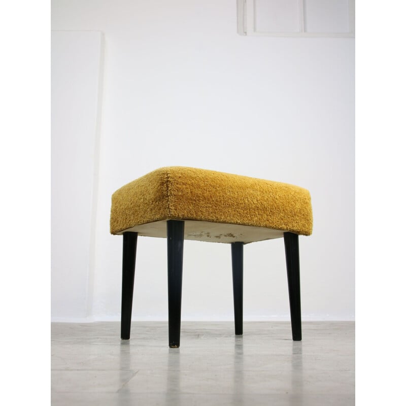 Mid-century pouf in yellow