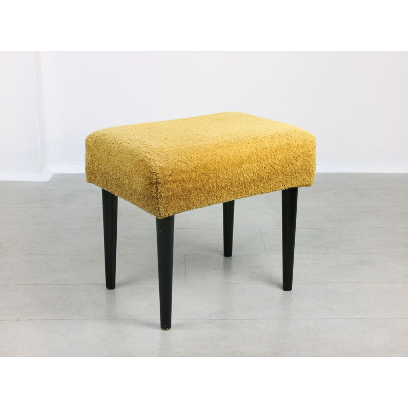 Mid-century pouf in yellow