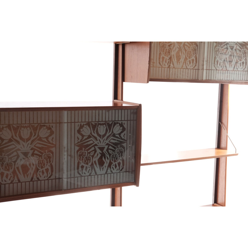 Vintage free standing teak wall unit by Torbjorn Afdal for Bruksbo Tyristrand, Norway 1960s