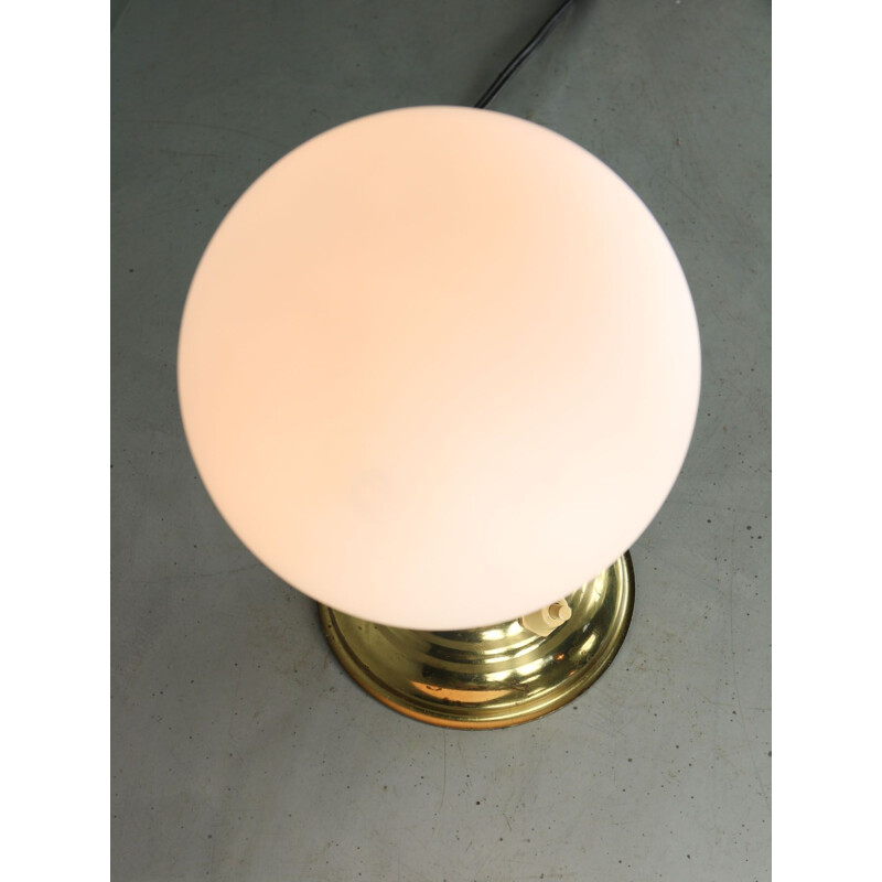 Mid-century brass & opaline wall lamp