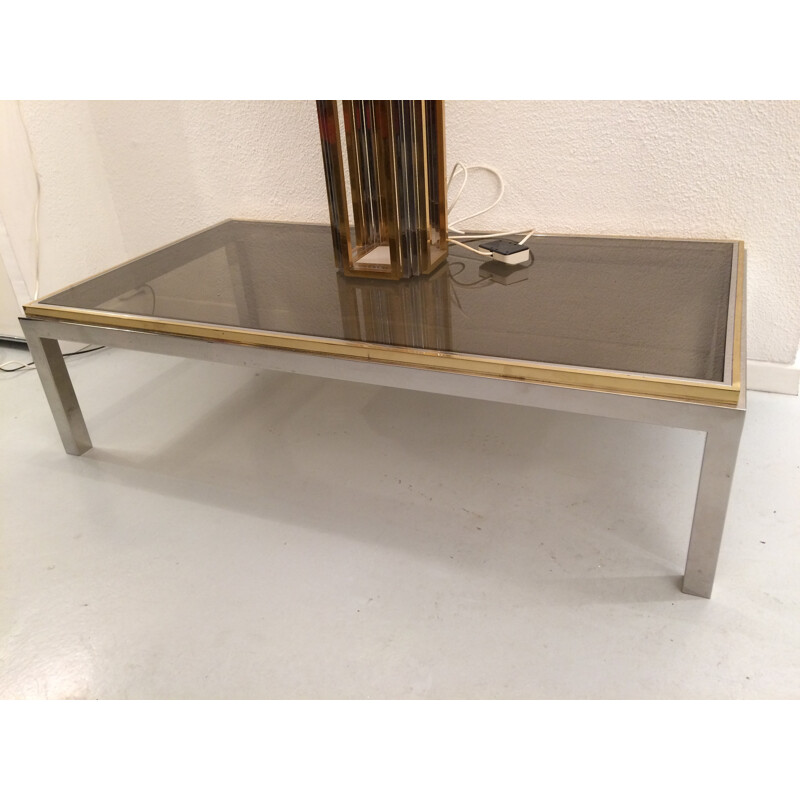 Vintage brass and chrome coffee table, Italy 1970
