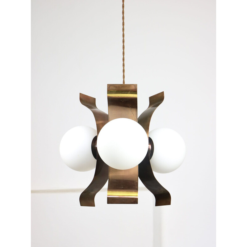 Araña de cobre vintage minimalista, 1970