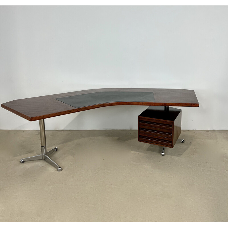 Vintage wooden desk by Osvaldo Borsani for Tecno, 1960s