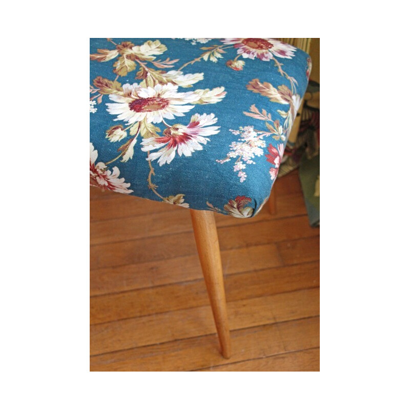 Vintage stool in wood and fabric - 1960s