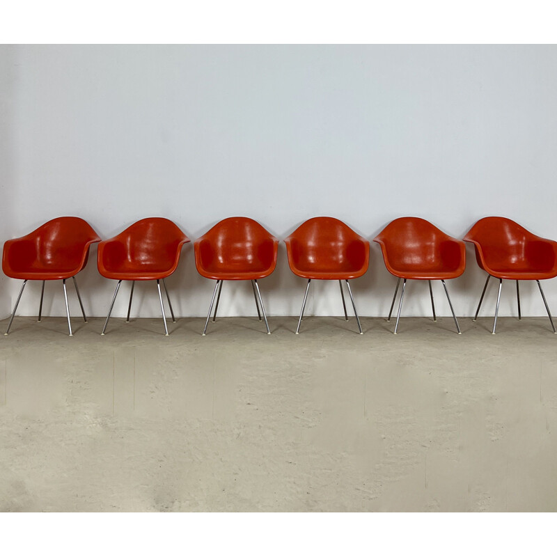 Set of 6 vintage metal chairs by Charles & Ray Eames for Herman Miller, 1970s