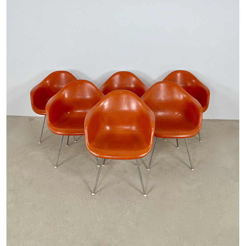 Conjunto de 6 cadeiras de metal vintage de Charles