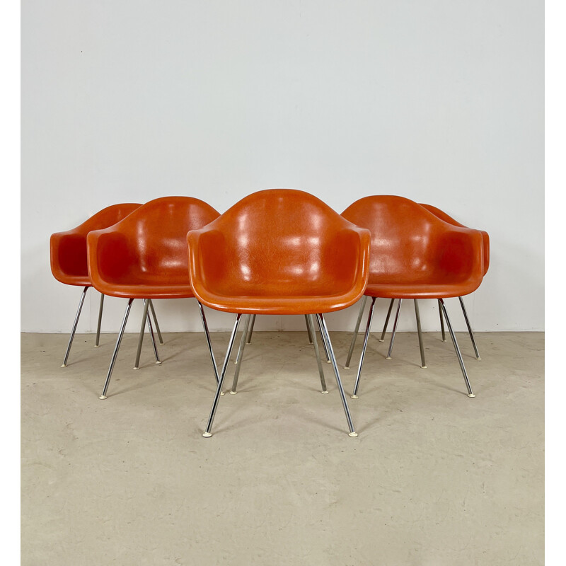 Conjunto de 6 cadeiras de metal vintage de Charles