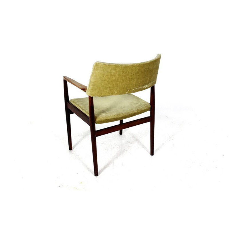 Fauteuil de bureau scandinave vintage en palissandre et velours, Danemark 1960