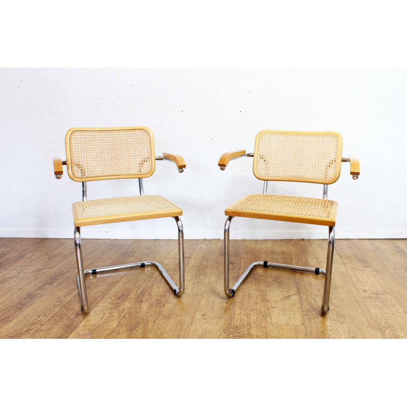 Pair of vintage B64 chairs by Marcel Breuer, Italy 1970