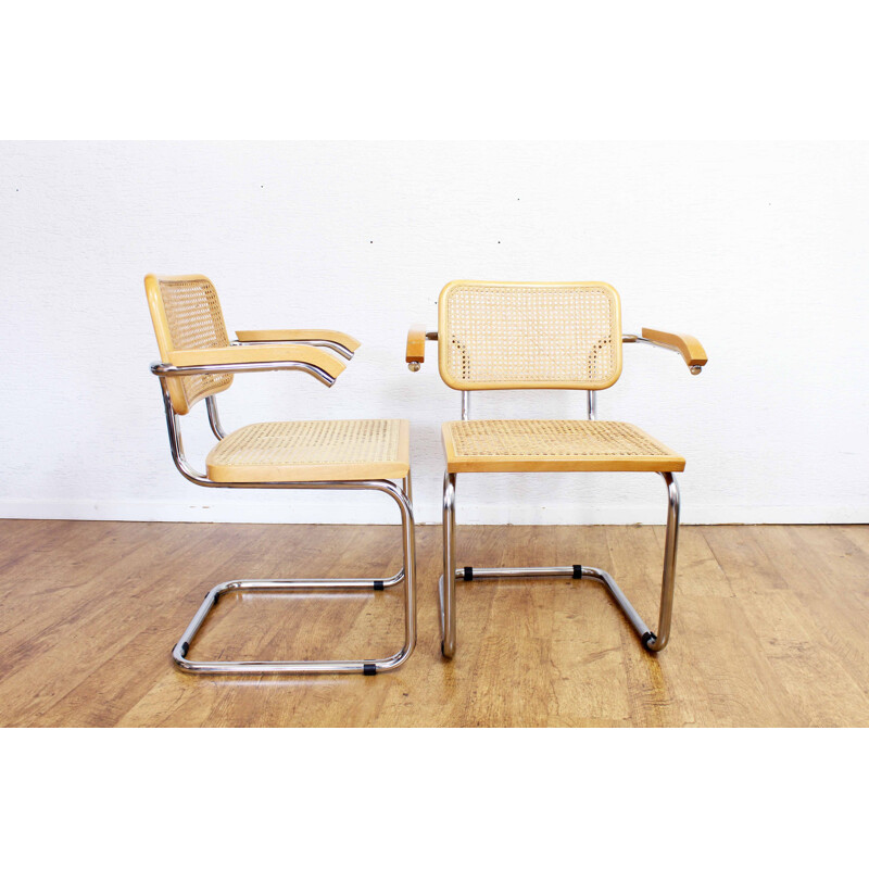 Pair of vintage B64 chairs by Marcel Breuer, Italy 1970