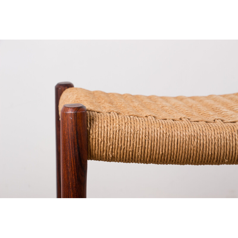 Vintage Rio rosewood and rope stool model 80 A by Niels Otto Moller for Jl Mollers Mobelkfabrik, 1960