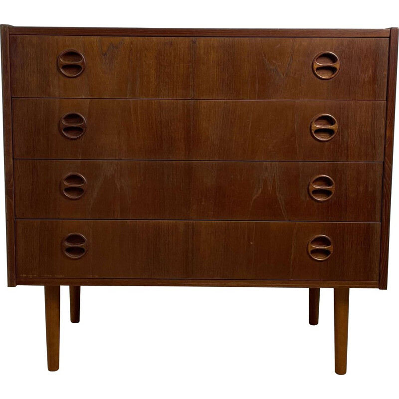 Scandinavian vintage teak chest of drawers with 4 drawers, Denmark 1960