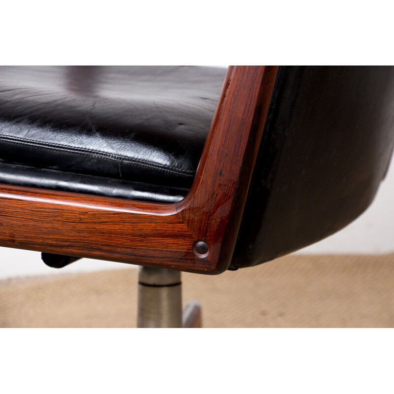 Vintage Danish office chair in Rio rosewood and leather model 419 by Arne Vodder for Sibast Mobler, 1960