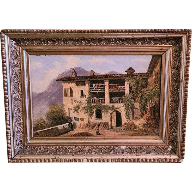 Vintage painting by Giuseppe Canella, Italy 1847
