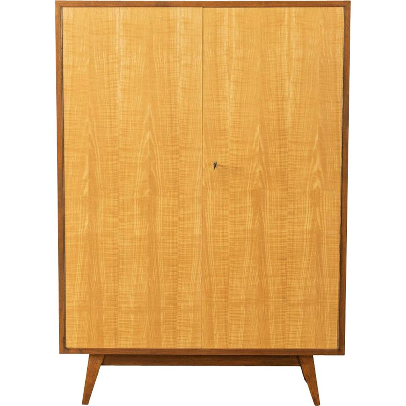 Vintage walnut and ash wood cabinet with two closet doors, Germany 1950