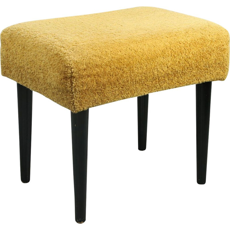 Mid-century pouf in yellow
