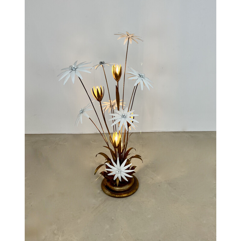 Floral gilded vintage floor lamp by Hans Kögl, 1970