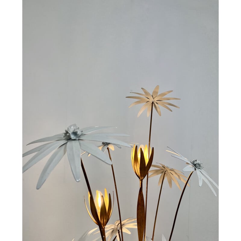 Floral gilded vintage floor lamp by Hans Kögl, 1970