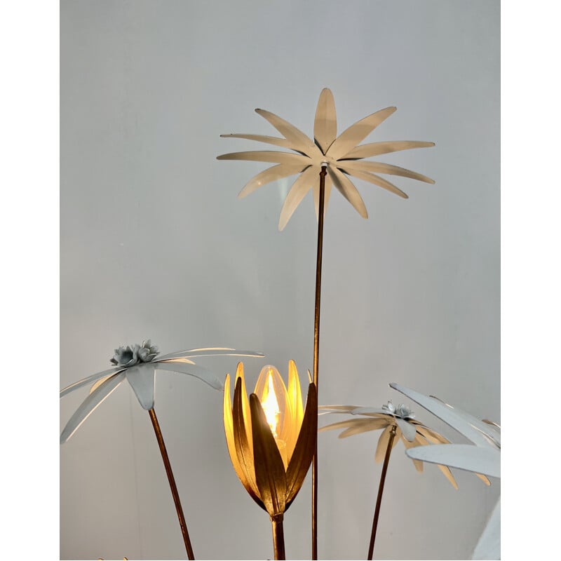 Floral gilded vintage floor lamp by Hans Kögl, 1970