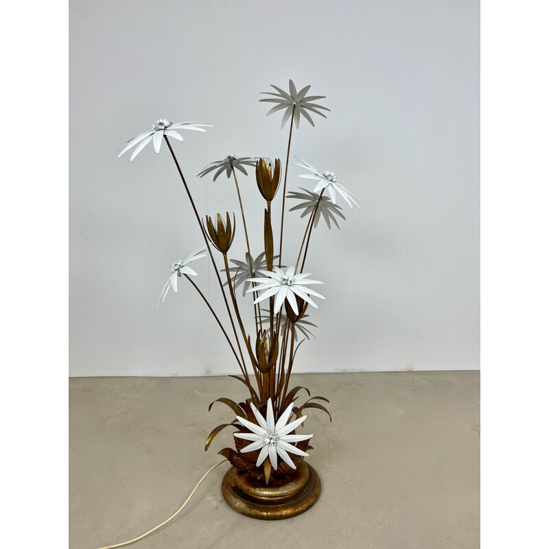 Floral gilded vintage floor lamp by Hans Kögl, 1970