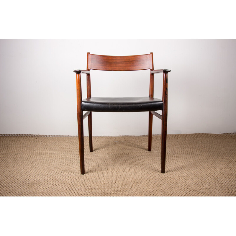 Vintage Danish armchair in leather and Rio rosewood model 404 by Arne Vodder for P.Olsen, 1960