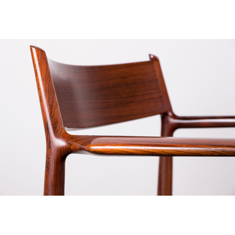 Vintage Danish armchair in leather and Rio rosewood model 404 by Arne Vodder for P.Olsen, 1960