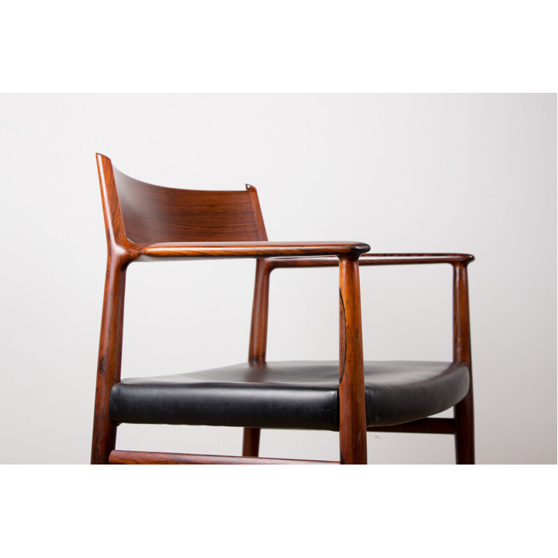 Vintage Danish armchair in leather and Rio rosewood model 404 by Arne Vodder for P.Olsen, 1960