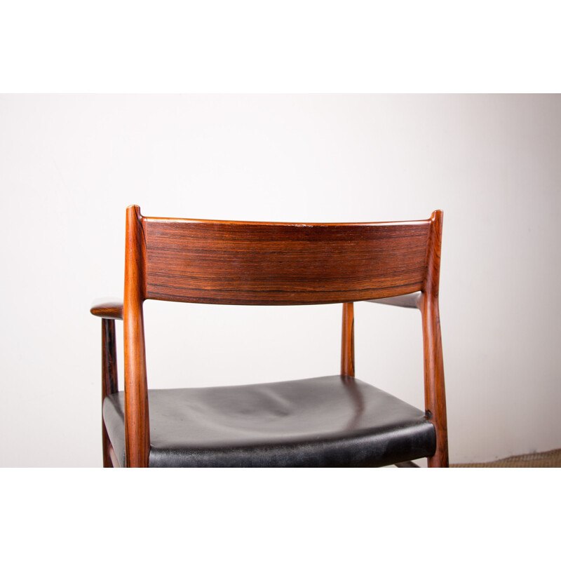 Vintage Danish armchair in leather and Rio rosewood model 404 by Arne Vodder for P.Olsen, 1960