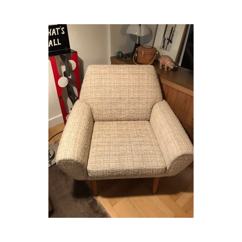 Mid century Danish armchair in beige fabric - 1970s